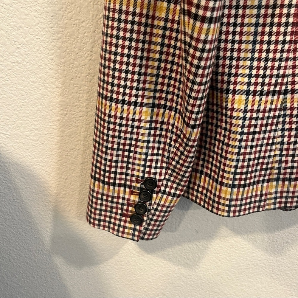 1901 Women’s rusty autumn colored plaid blazer size 10 fun blue under collar - Picture 10 of 14